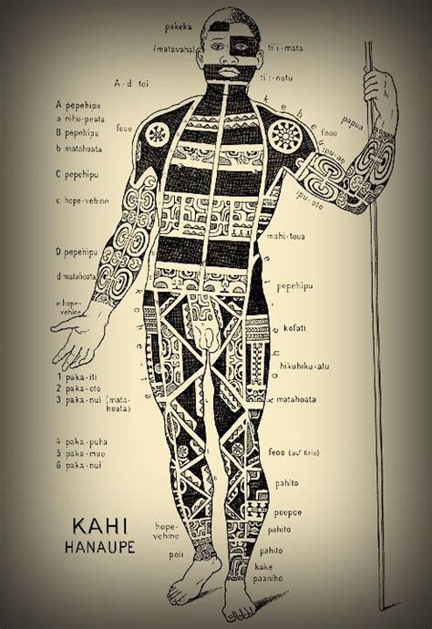 Schematic View Of A Tattooed Marquesan Warrior Blackwork Historical