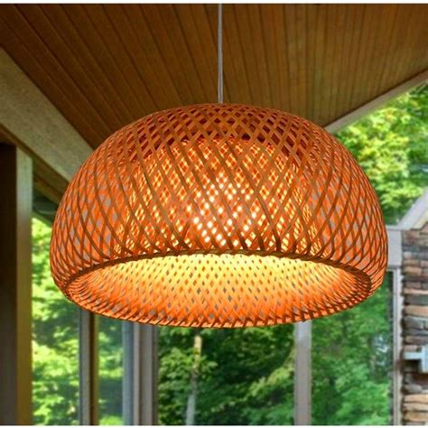 Vintage Bamboo Led Pendant Lamp Weaving Bamboo Nest Nest Antique Led