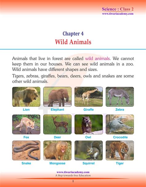 Ncert Solutions For Class 2 Science Chapter 4 Wild Animals