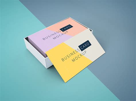 Download Free Business Card Mockup In Cardboard Box - Freebies - Fribly