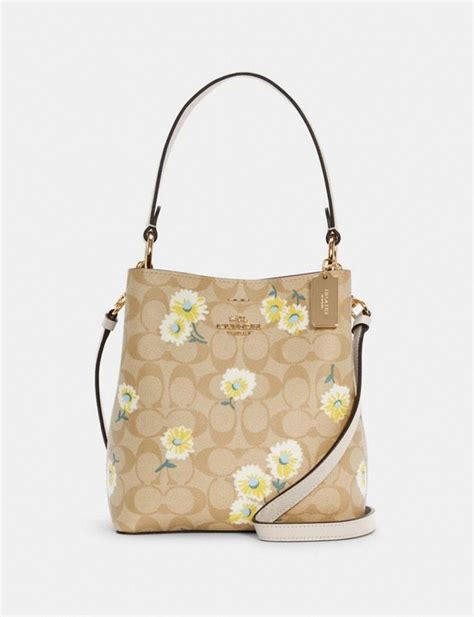 Coach Small Town Bucket Bag In Signature Canvas With Daisy Print C3411