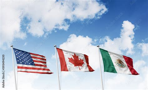 Foto De Vector Flags Of Nafta Countries Canada United States Of