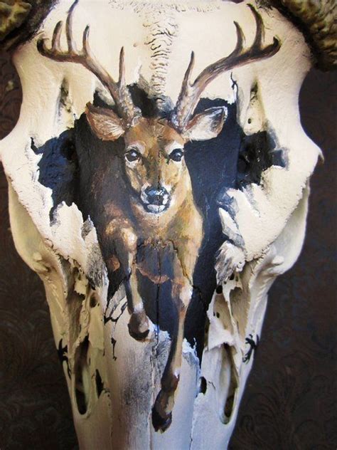 Pin By Lisa Smith On Art Deer Skull Art Painted Deer Skulls Painted