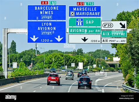 French Toll Autoroute Motorway In Provence France Gantry Signs Above A8