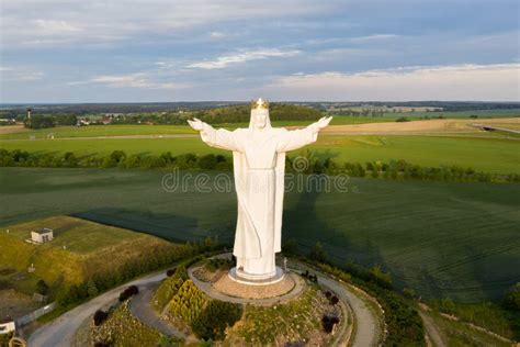 Aerial View Of The Statue Of King Jesus Christ In Swiebodzin Poland