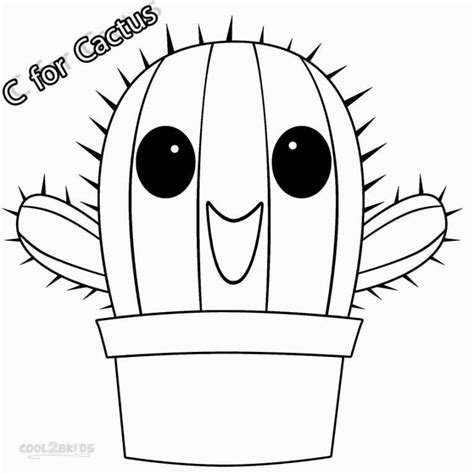 Kawaii Kleurplaat Cactus