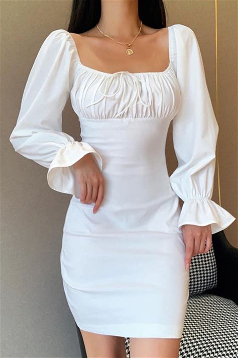Wholesale New Solid Color Stretch Square Neckline Low Cut Pleated