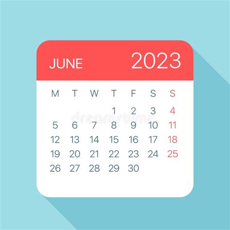 June 2023 Calendar Leaf Vector Illustration Stock Illustration