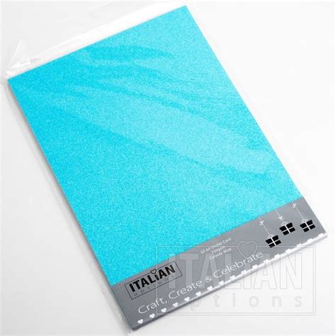 250 Gsm A4 Celeste Blue Glitter Card 10 Pack Italian Options