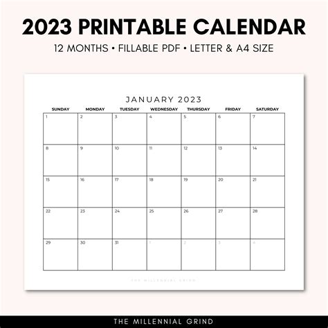 2023 Calendar Printable 2023 Calendar Template 2023 Etsy Norway