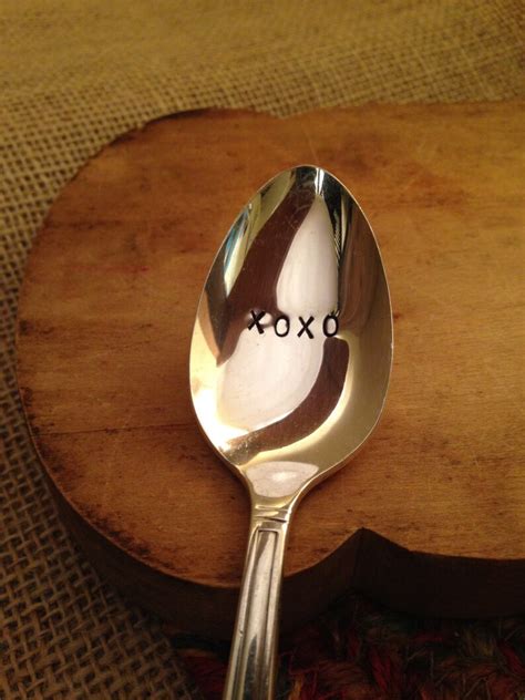 Hand Stamped Silver Teaspoon Xoxo Silver Spoon Vintage Etsy