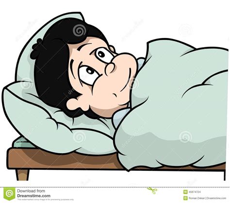 Boy Laying In Bed Stock Vector Illustration Of Isolate