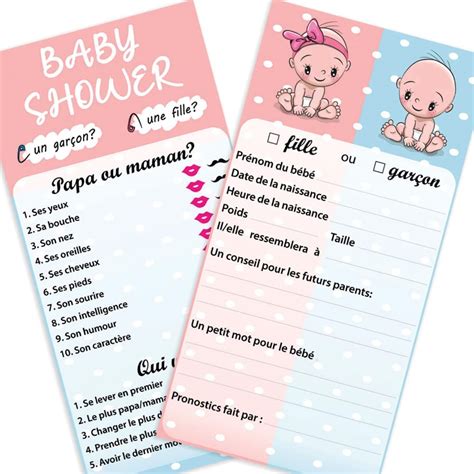 Crintiff Carte Pour Jeu Baby Shower Cartes Pronostics Pour Baby