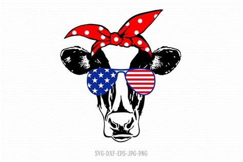 Heifer Cow Usa Usa Bandana Svg Th Of July Svg Cut Files