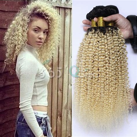 7A Peruvian Virgin Hair Extensions Big Kinky Curly Ombre Two Tone 1B