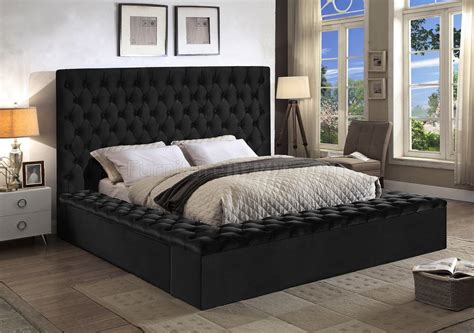 Bliss Bed In Black Velvet Fabric By Meridian Woptions