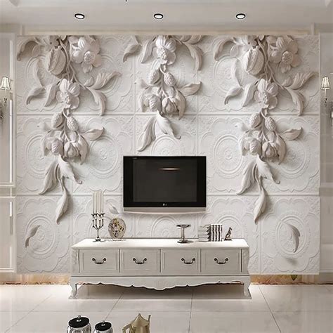 european style 3d stereo embossed leaf photo wall mural wallpaper living room hotel luxury decor