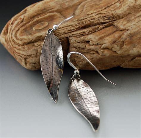 Sterling Silver Textured Leaf Earrings Barbara Kay Jewelry