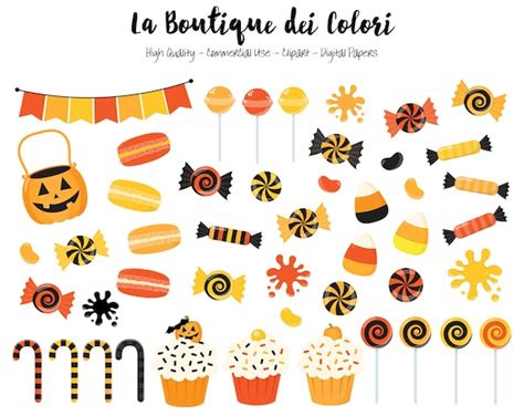 Halloween Candy Clipart Cute Digital Illustrations Png Spooky Trick