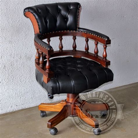 Reproduction Antique Classic Office Chair Mahogany Indo Mainstay