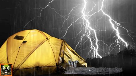 Rain On Tent And Thunderstorm Sounds With Heavy Thunder Rumble And