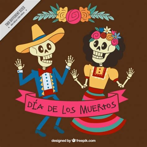 Esqueletos Bailando Para Celebrar El Día De Los Muertos Vector Gratis