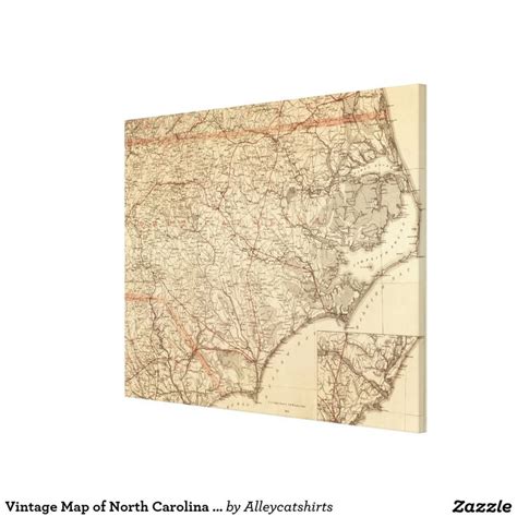 Vintage Map Of North Carolina 1865 Canvas Print Zazzle Vintage