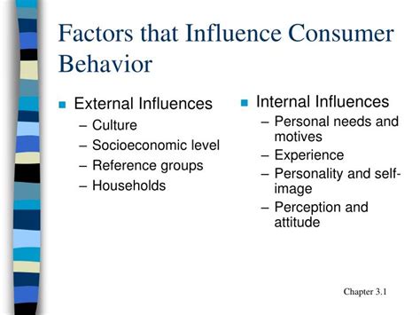 The cultural factors are the factors that an individual learns at a very early stage of life due to socialization within the family and other key institutions. PPT - Factors that Influence Consumer Behavior PowerPoint ...
