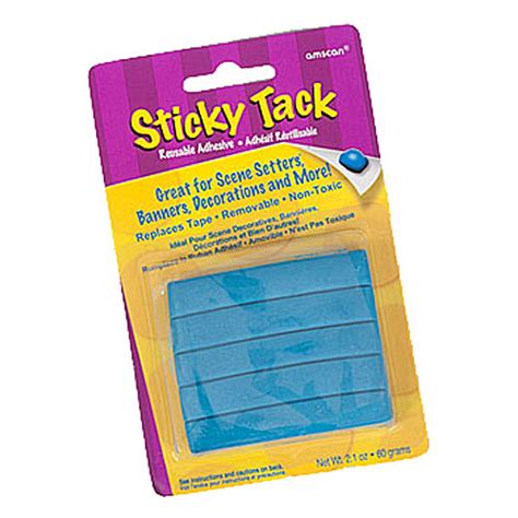 Blu tack, also referred to as sticky tack, is great for sticking up posters, keeping photo frames in place or hanging decorative items without drilling or making holes in the wall. Sticky Tack - Shindigz