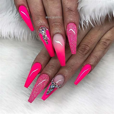 Hot Pink Nail Designs With Rhinestones Buffalohidepaintingsymbols