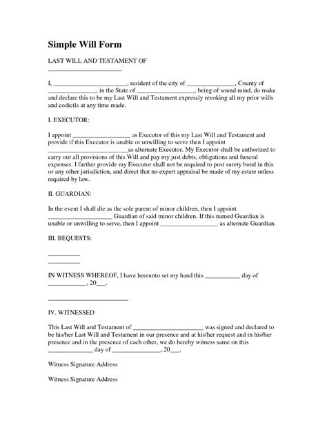 A last will and testament (last will or simply a will) is a document created by an individual table of contents. Simple Last Will And Testament Sample