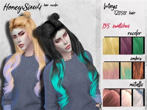 Female Hair Recolor Wings Tz0518 By Honeyssims4 At Tsr Sims 4 Updates