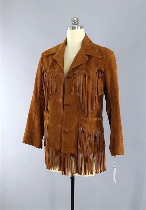 Vintage 1970s Brown Suede Fringed Jacket Ms Pioneer