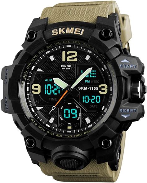 tonshen mens outdoor military sport led electronic digital watches 50m waterproof double time
