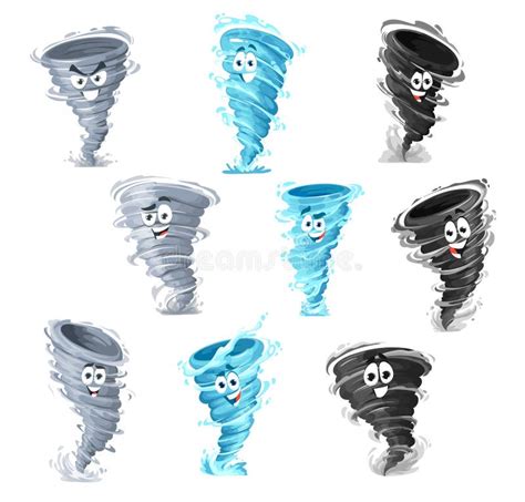 Cartoon Tornado Mascots Storm Whirlwind Twister Stock Vector