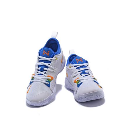 Get deals with coupon and discount code! Nike PG 2 White Blue Orange Paul George Basketball Shoes ...
