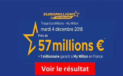 Le Résultat De L'euro Millions De Mardi - FDJ: Résultat Euromillions, My Millions tirage du Mardi 4 Décembre 2018