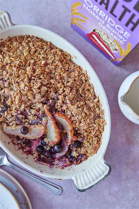Crumble up the pan of brownies and press together into small balls. Pear, Blueberry, Ginger And Barley Crumble | Blueberry ...