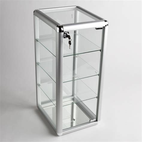 Glass Counter Top Aluminum Frame Locking Jewelry Display Case W 3 Shelves Adc 1 Ebay