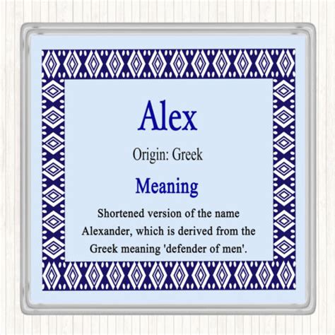 Alex Name Meaning Drinks Mat Coaster Blue Ebay
