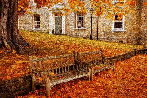 Oil Painting Autumn Park Free Stock Photo Public Domain Pictures