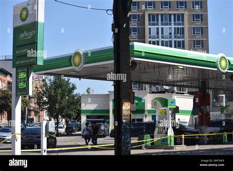 Brooklyn United States 03rd Sep 2023 Police Tape Protects The Crime Scene Outside The Bp Gas