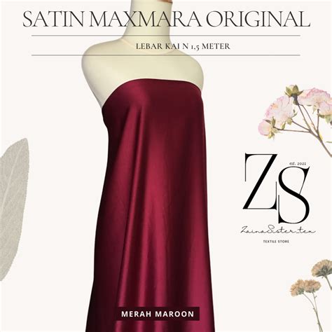 Kain Satin Maxmara Pure Silk Original Warna Merah Maroon Marun Lazada