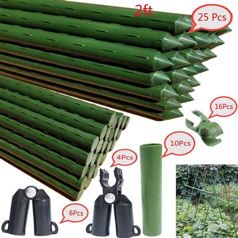 Fot Sturdy Metal Garden Stakes 25pcs Gardening Support 2 Ft Plastic