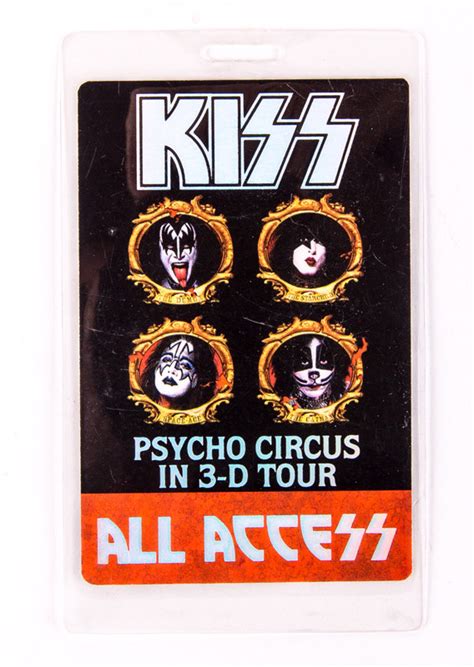 Kiss Backstage Pass Psycho Circus All Access Laminate Kiss Museum