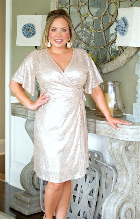 Shining Star Sequin Wrap Dress Champagne Perfectly Priscilla Full