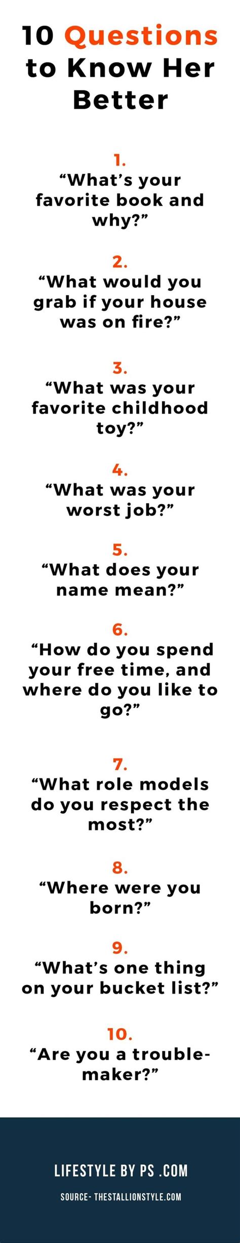 Me questions are those that put yourself ahead of the employer. Psychology : 10 Questions To Ask A Girl To Know Her Better ...