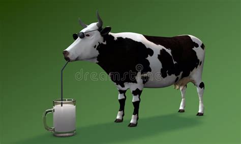 Cow Drinking Milk Stock Illustration Illustration Of Bull 27419352