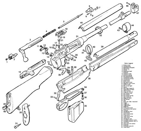 Line Diagram Of Exploded No4 Mki Lee Enfield Ww2 Weapons Line