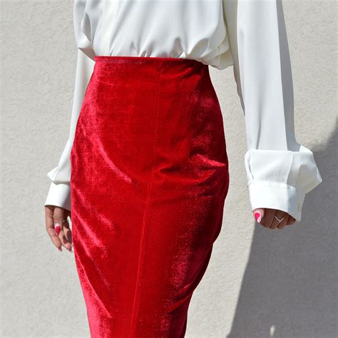 Y K Velvet Maxi Red Skirt S M Vesture Online Vintage Shop